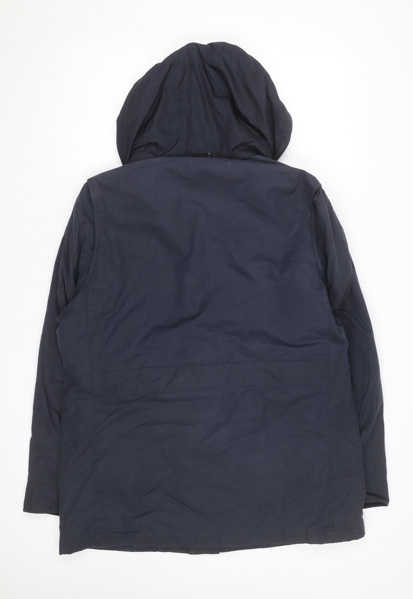 Brooks Brothers Men's Blue Parka Jacket L Hooded Cotton Lined