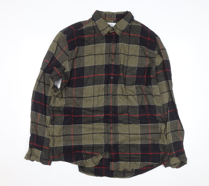 Croft & Barrow Men's Green Checked Flannel Button-Up Shirt XL
