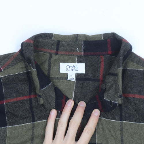 Croft & Barrow Men's Green Checked Flannel Button-Up Shirt XL