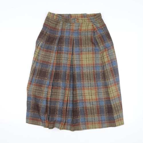 Clandestine Womens Multicoloured Wool Plaid A-Line Skirt Size 14