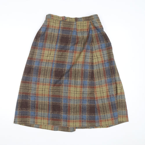 Clandestine Womens Multicoloured Wool Plaid A-Line Skirt Size 14