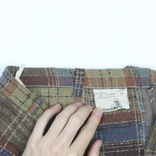 Clandestine Womens Multicoloured Wool Plaid A-Line Skirt Size 14