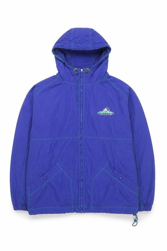 Front view of Disney Mickey Mouse Blue Men's L Vintage 90s Hooded Windbreaker Jacket