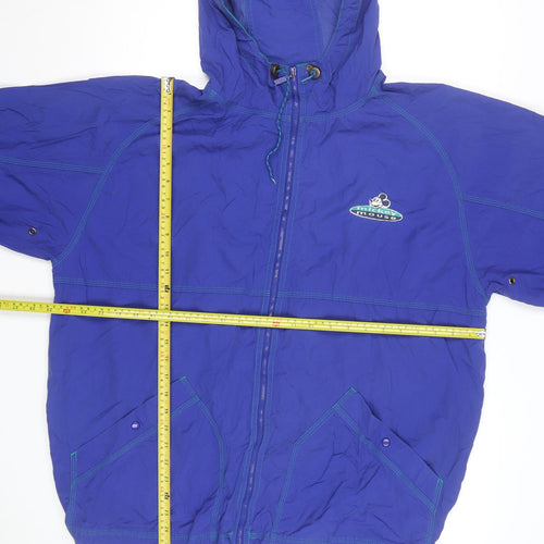 Disney Mickey Mouse Blue Men's L Vintage 90s Hooded Windbreaker Jacket
