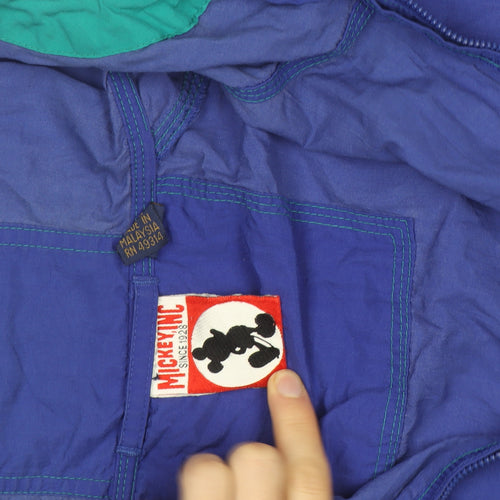 Disney Mickey Mouse Blue Men's L Vintage 90s Hooded Windbreaker Jacket