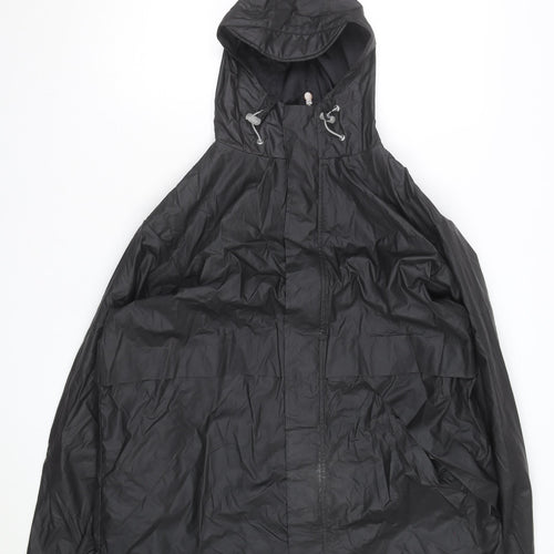 Lands' End Men's Black L Waterproof Hooded Rain Jacket Lined