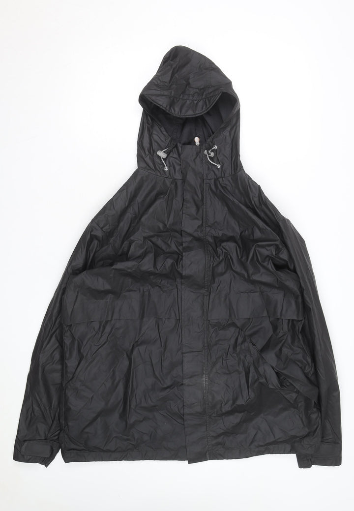 Lands' End Men's Black L Waterproof Hooded Rain Jacket Lined