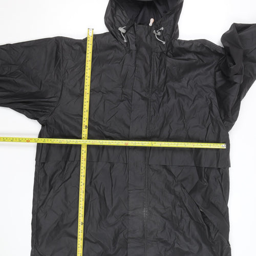 Lands' End Men's Black L Waterproof Hooded Rain Jacket Lined