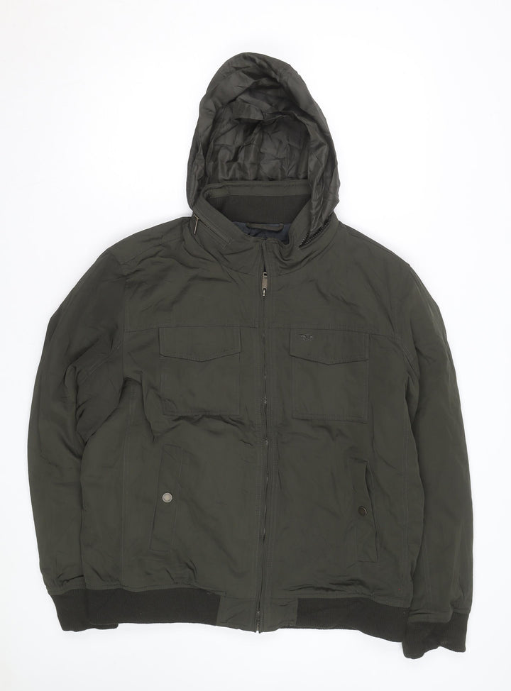 Dockers Men's Green XL Bomber Jacket Hooded Padded Polyester
