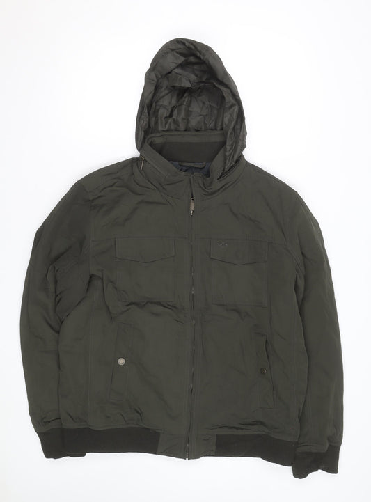 Dockers Men's Green XL Bomber Jacket Hooded Padded Polyester