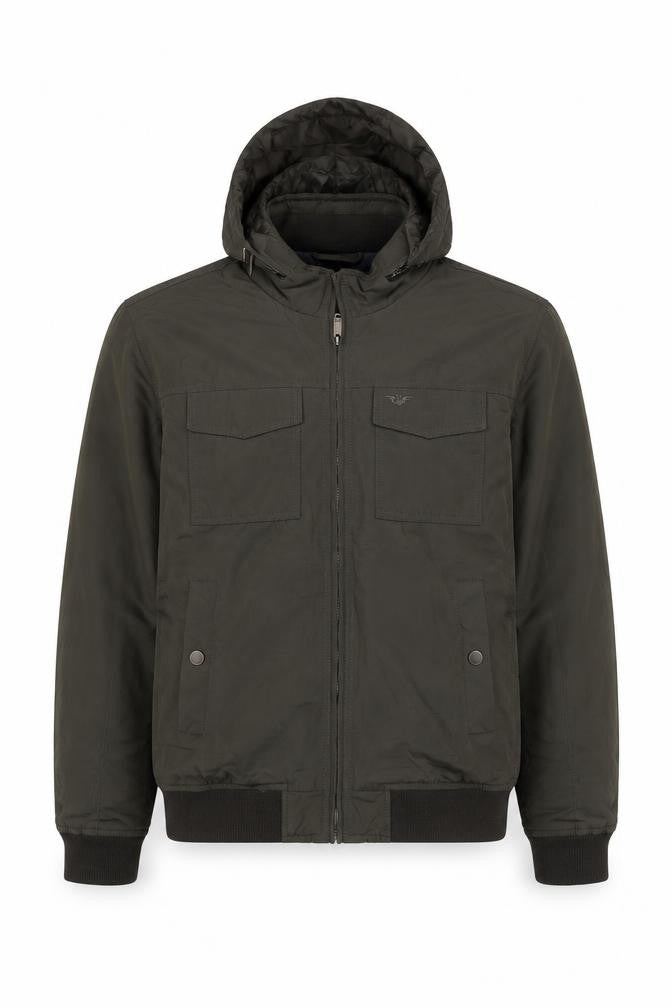 Dockers Men's Green XL Bomber Jacket Hooded Padded Polyester