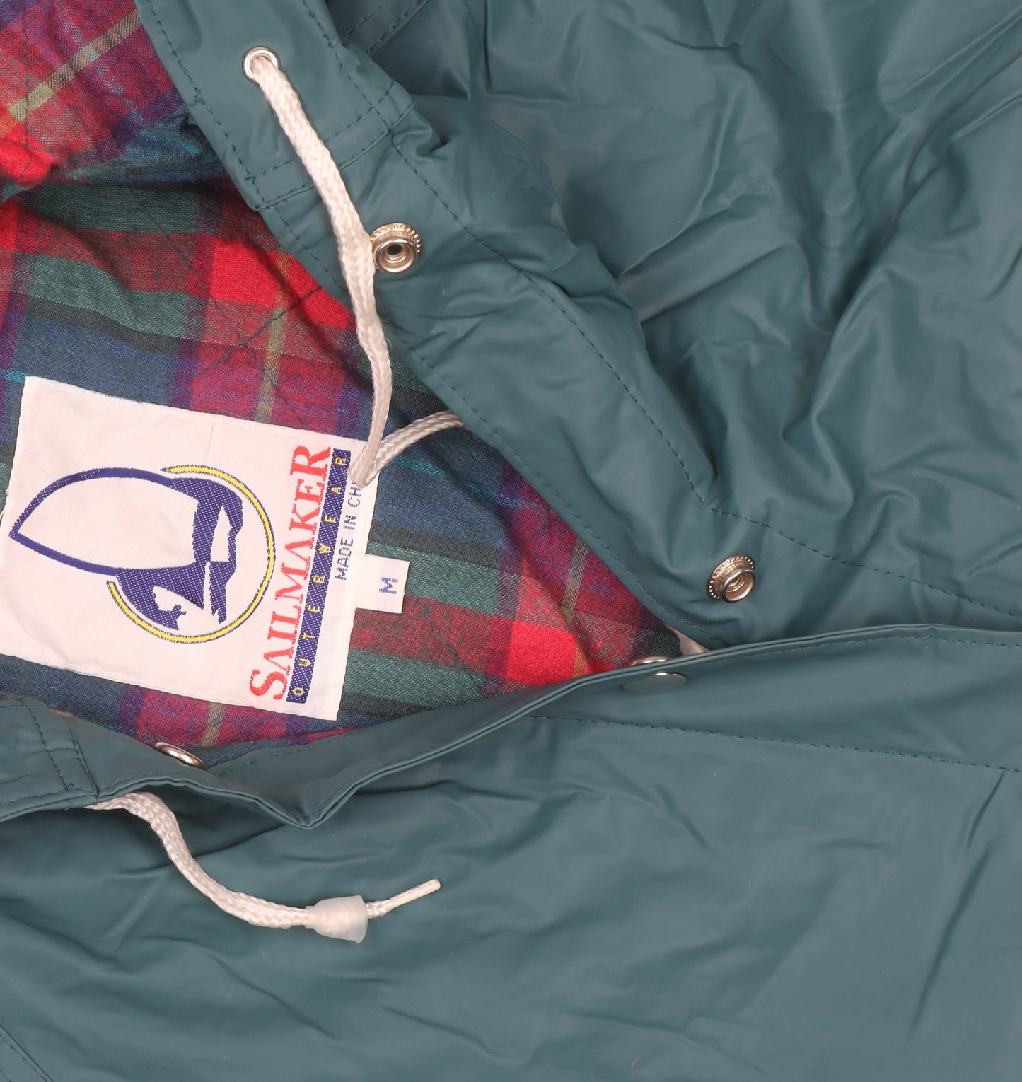 Sailmaker Men’s Green Hooded Rain Coat Jacket Size M Waterproof PVC