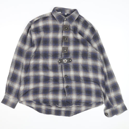 Genius Men's Blue Checked Flannel Cotton Button-Up Shirt Size 41