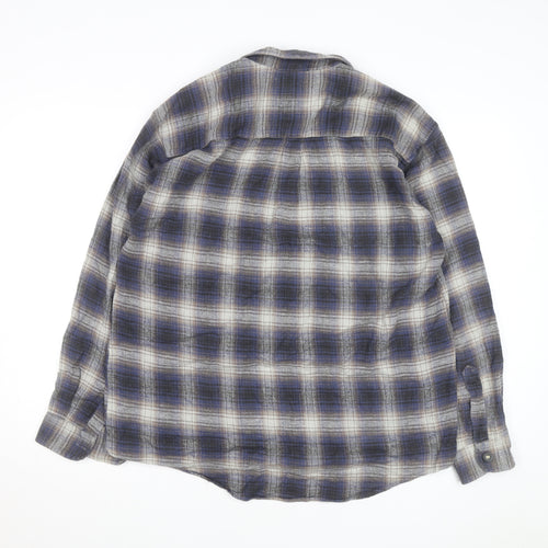 Genius Men's Blue Checked Flannel Cotton Button-Up Shirt Size 41