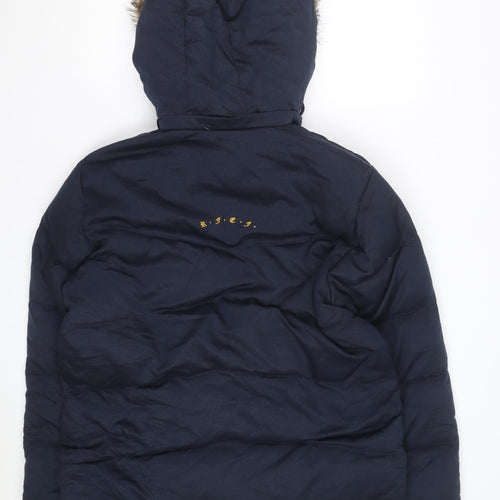 Adidas Men’s Blue Puffer Jacket L Hooded Spain Football Winter Coat
