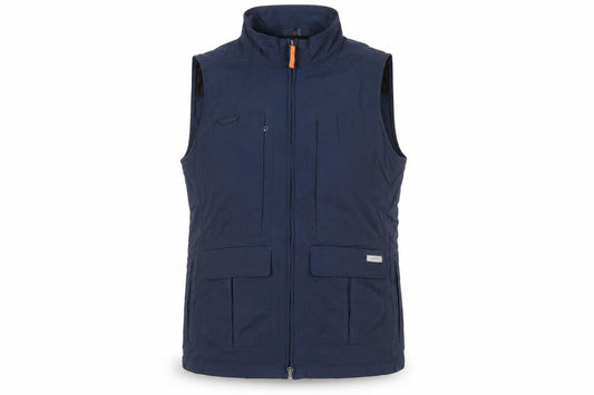 Front view of Columbia women’s blue l bodywarmer outdoor waistcoat lined zip pockets