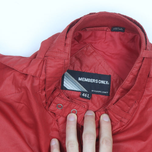 Members Only Men's Red 46 Bomber Jacket Cotton Blend Retro Style
