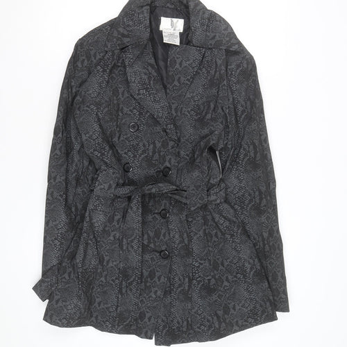 Timothy Daniels Women's Grey Animal Print Belted Trench Coat Size L
