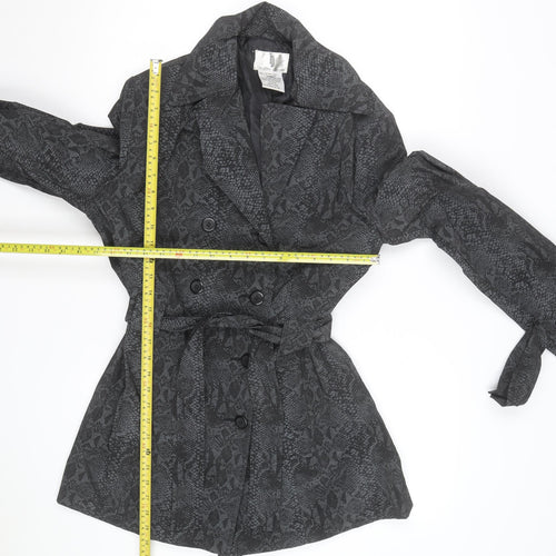 Timothy Daniels Women's Grey Animal Print Belted Trench Coat Size L
