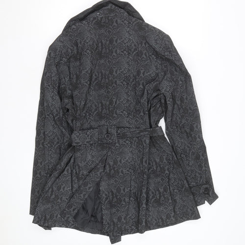 Timothy Daniels Women's Grey Animal Print Belted Trench Coat Size L