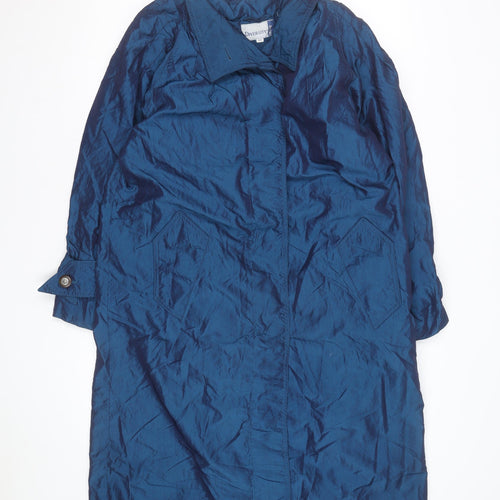Diversity Women's Blue Petite 8 Mid-Length Rain Coat Nylon