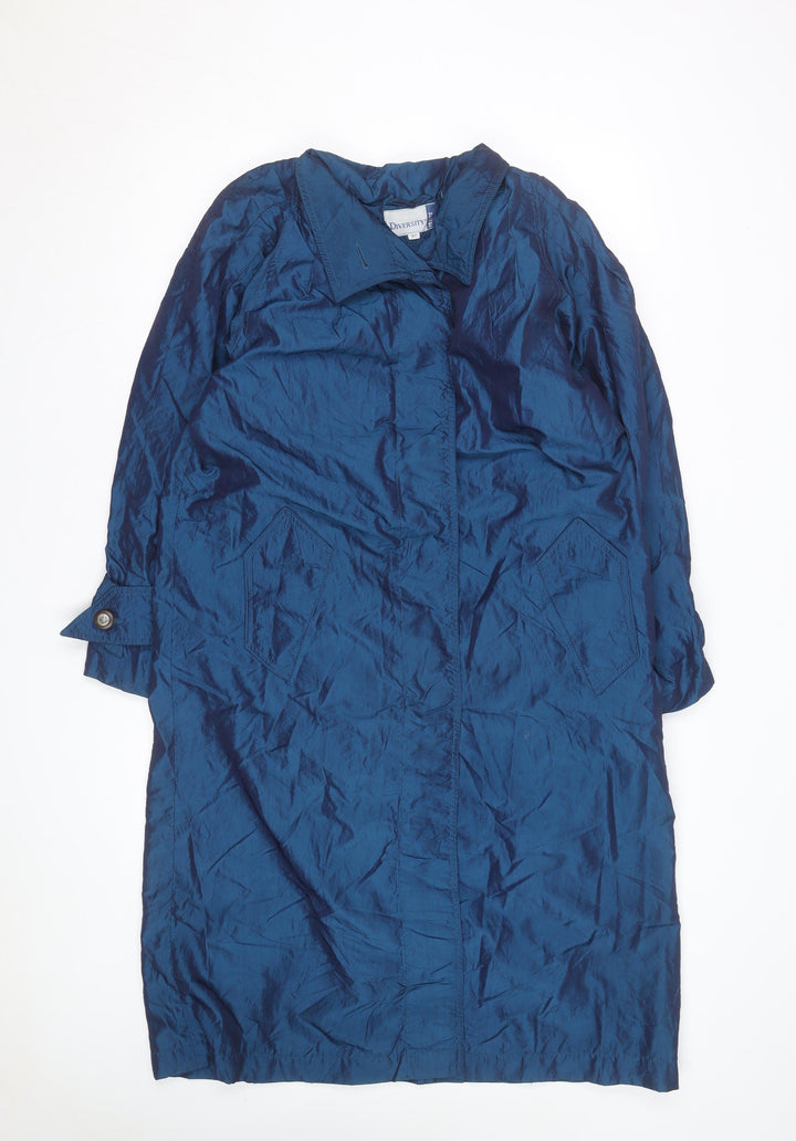 Diversity Women's Blue Petite 8 Mid-Length Rain Coat Nylon