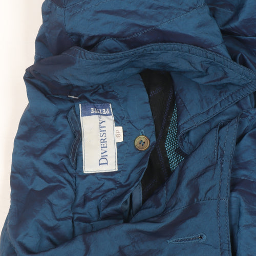 Diversity Women's Blue Petite 8 Mid-Length Rain Coat Nylon