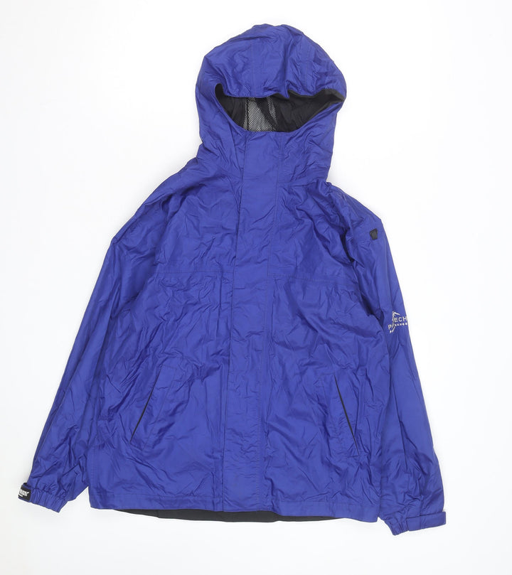 Pacific Trail Boys Blue Waterproof Hooded Rain Coat Jacket Size L