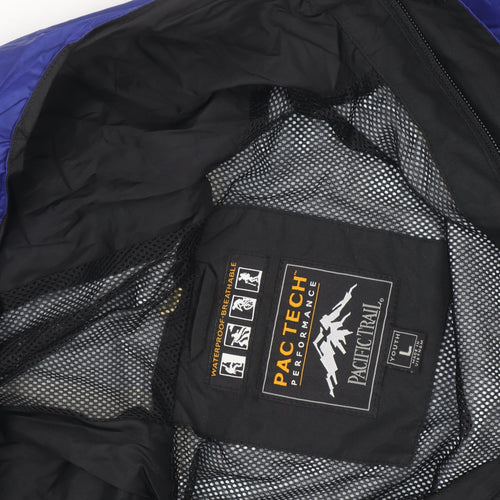 Pacific Trail Boys Blue Waterproof Hooded Rain Coat Jacket Size L
