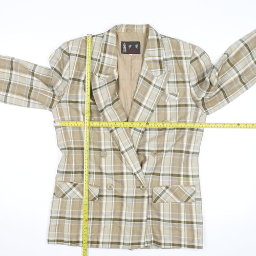 Miaoying Men's Beige Check Blazer M Regular Fit Business Jacket