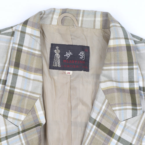 Miaoying Men's Beige Check Blazer M Regular Fit Business Jacket