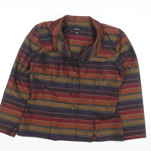 Leslie Fay Women's Multicoloured Striped Blazer Size 12 Classic Style