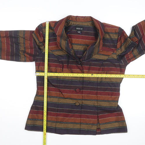 Leslie Fay Women's Multicoloured Striped Blazer Size 12 Classic Style