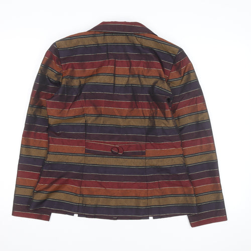 Leslie Fay Women's Multicoloured Striped Blazer Size 12 Classic Style