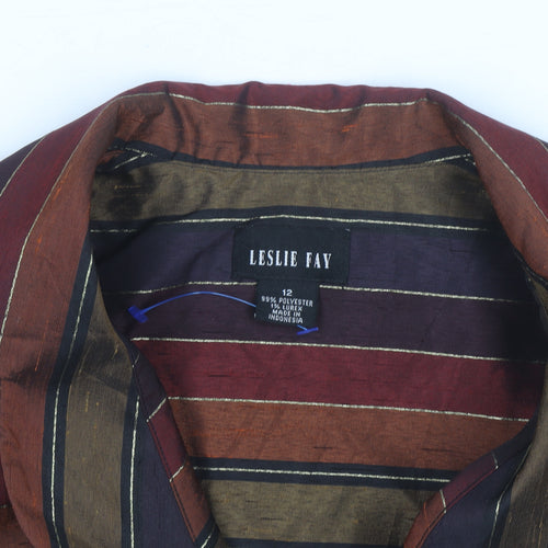 Leslie Fay Women's Multicoloured Striped Blazer Size 12 Classic Style