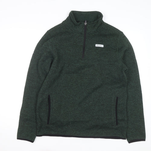 Eddie Bauer Men's Green Fleece 1/4 Zip Pullover Sweatshirt Size M