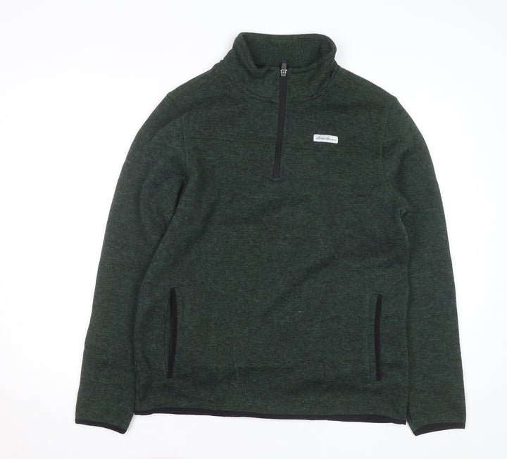 Eddie Bauer Men's Green Fleece 1/4 Zip Pullover Sweatshirt Size M