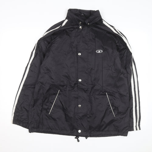 ADDAX Men's Black L Windbreaker Jacket with White Stripes
