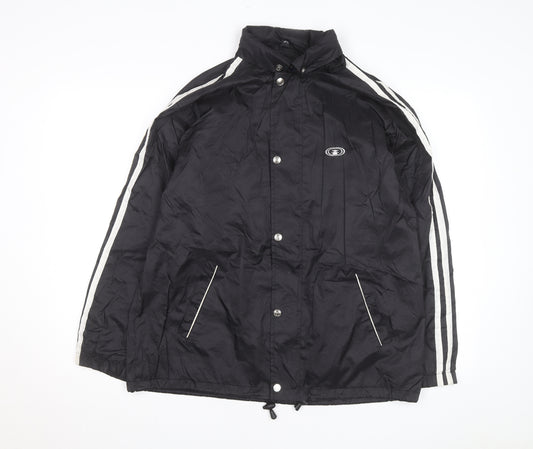 ADDAX Men's Black L Windbreaker Jacket with White Stripes