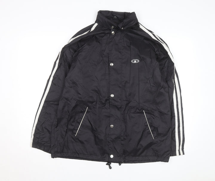 ADDAX Men's Black L Windbreaker Jacket with White Stripes