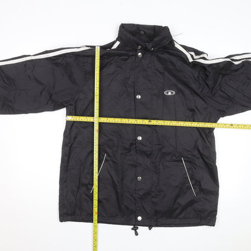 ADDAX Men's Black L Windbreaker Jacket with White Stripes