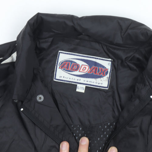 ADDAX Men's Black L Windbreaker Jacket with White Stripes
