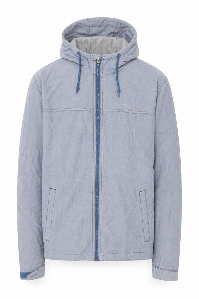 Front view of Columbia Men's Blue Full Zip Lightweight Hoodie, size S