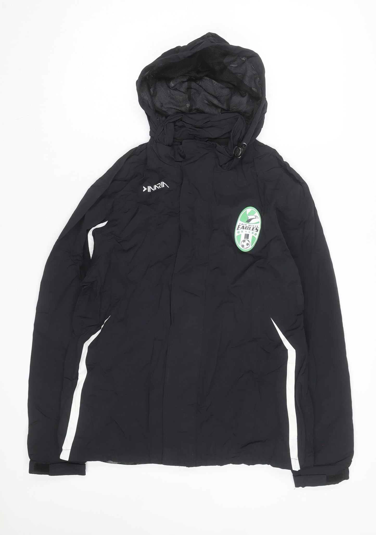 Inaria Men’s Black Hooded Windbreaker Jacket Size S Sports Style