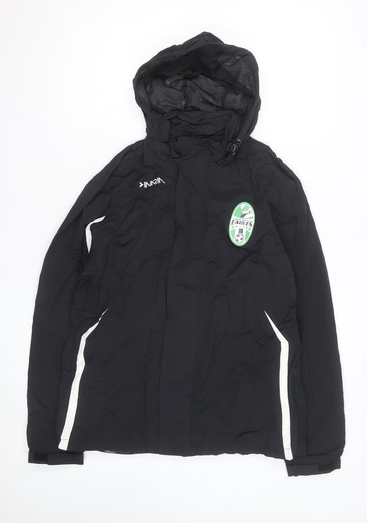 Inaria Men’s Black Hooded Windbreaker Jacket Size S Sports Style