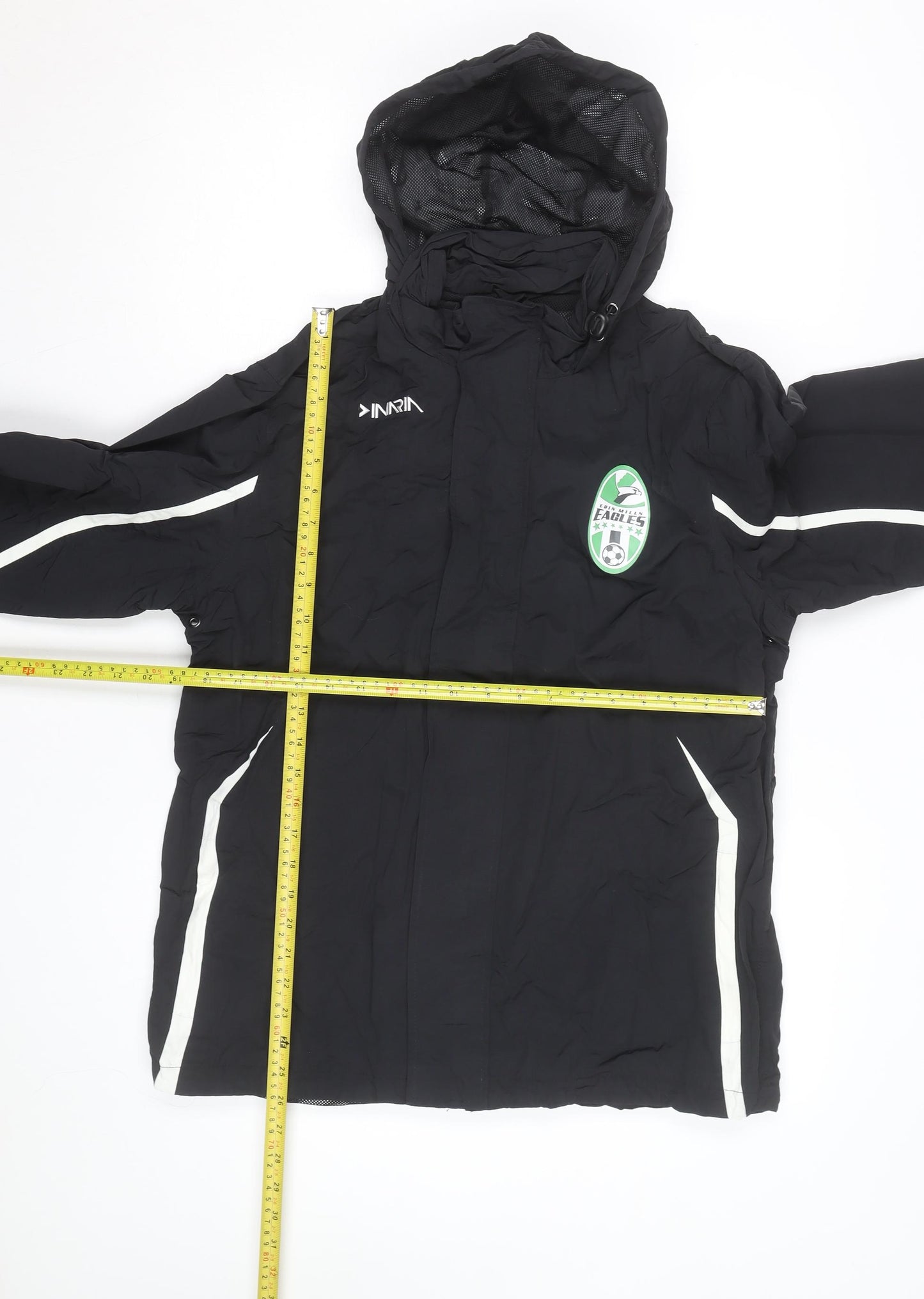 Inaria Men’s Black Hooded Windbreaker Jacket Size S Sports Style