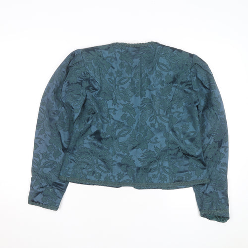 Marilyn Gershuni Women's Green Jacquard Silk Blend Blazer Jacket Size 12