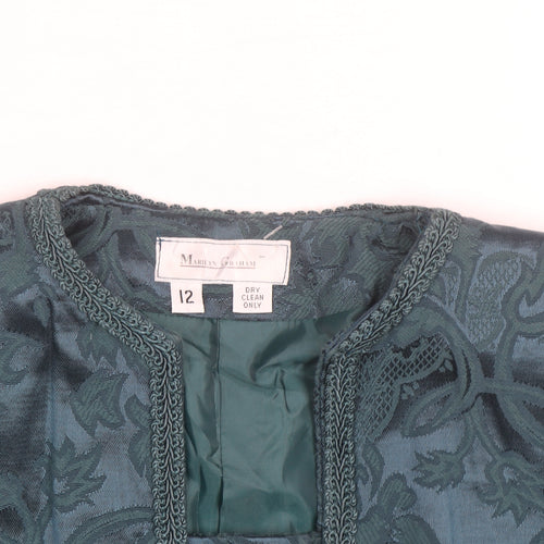 Marilyn Gershuni Women's Green Jacquard Silk Blend Blazer Jacket Size 12