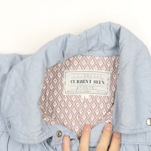 Current Seen Men's Blue Cotton L Casual Basic Jacket