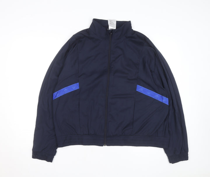 Adidas Men's Navy Blue XL Track Jacket Windbreaker Lightweight Full Zip